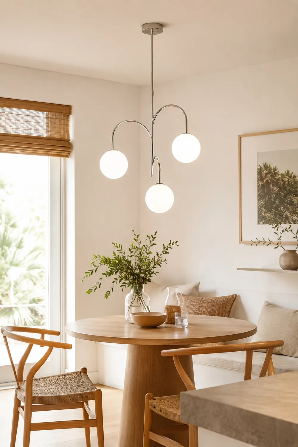 Valentina Bauhaus Modern Chrome Pendant Light, 3 Heads - Lumpaz