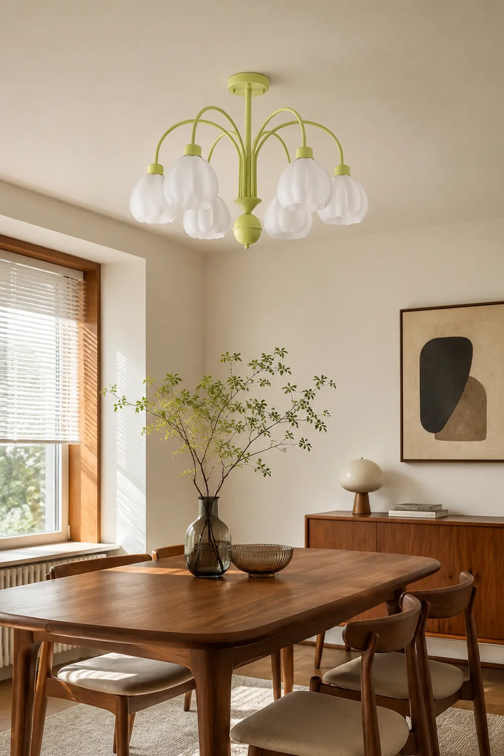 Lily Modern Pumpkin Metal Pendant Light,Green - Lumpaz