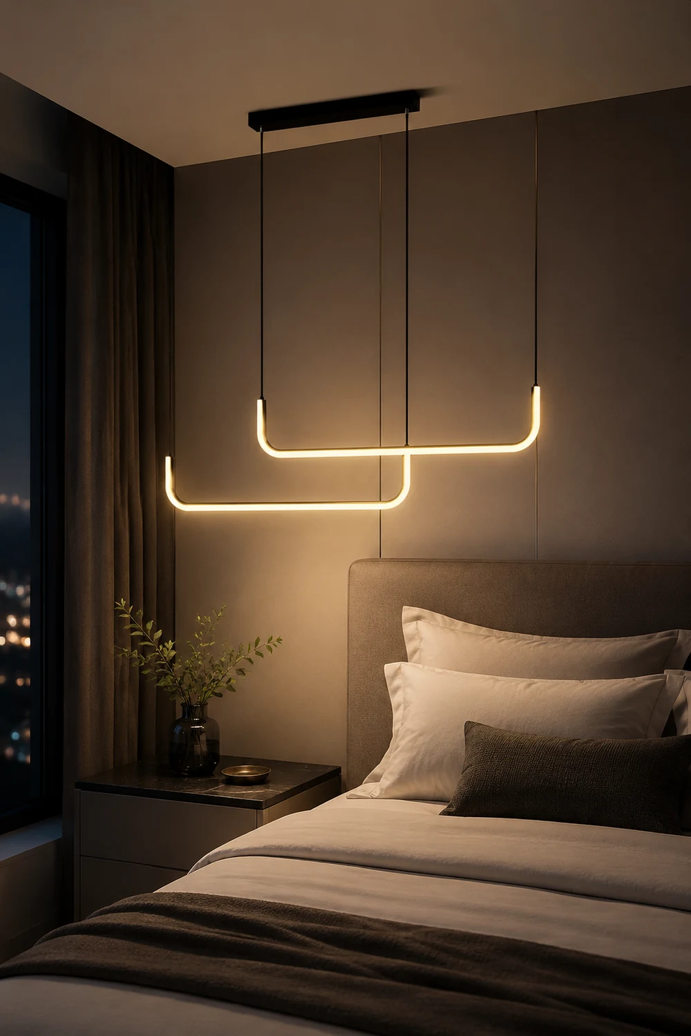 Edge Modern Linear Pendant Light Double Frame, Black/Gold - Lumpaz