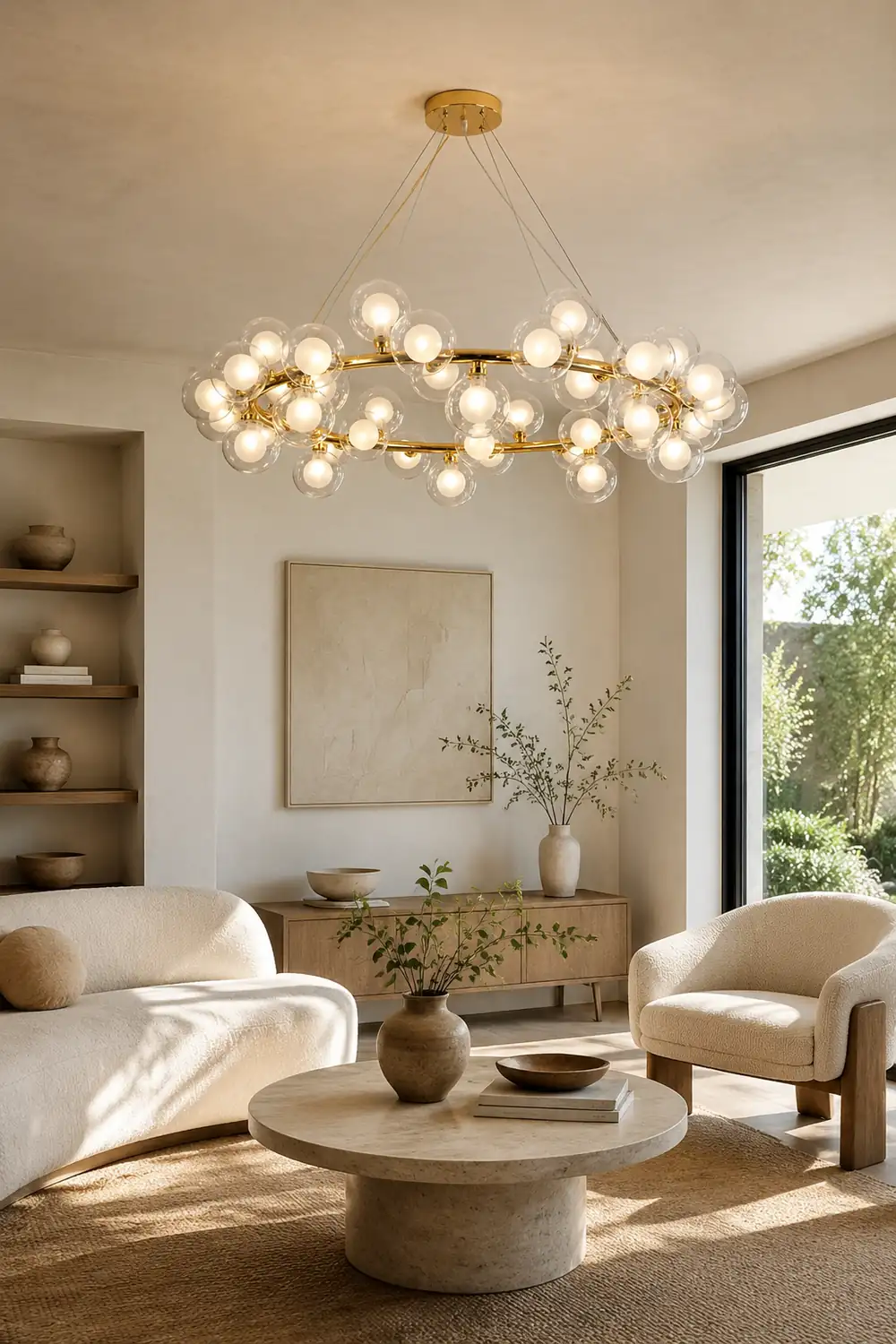 Valentina Modern Gold Bubble Pendant Light, Metal & Glass - Lumpaz