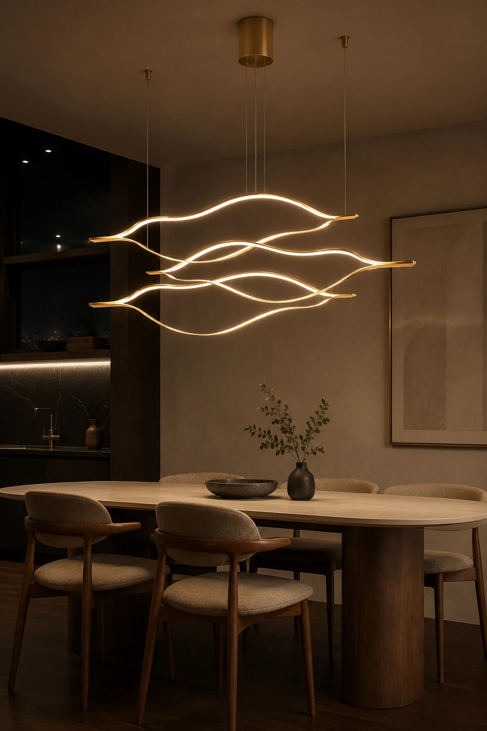 Edge Wave Pendant Light, Gold, 31.5"/39.3"/47.2" - Lumpaz