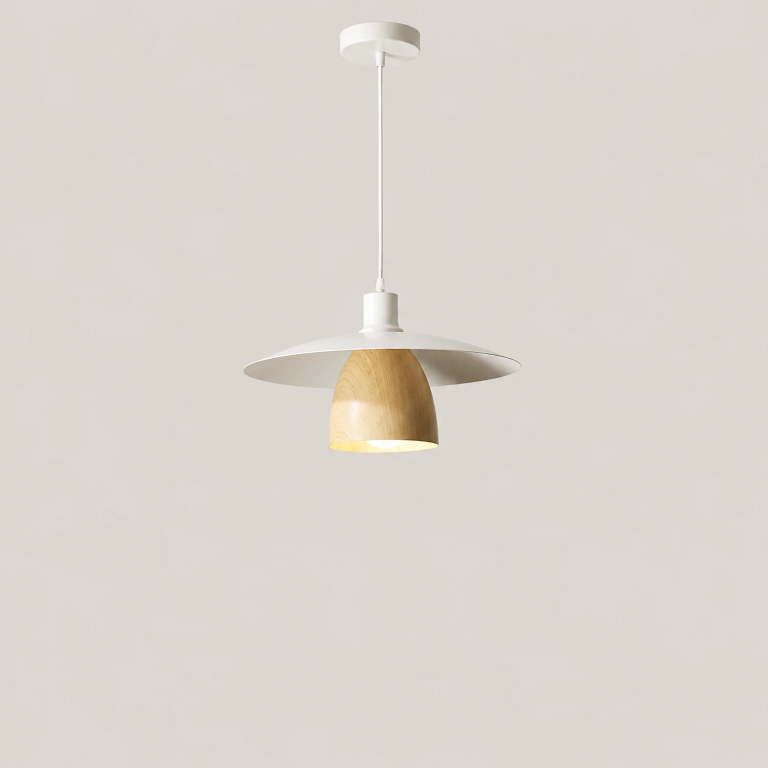 Morandi Modern LED Pendant Light White/Wood Metal Bedroom/Living Room - Lumpaz