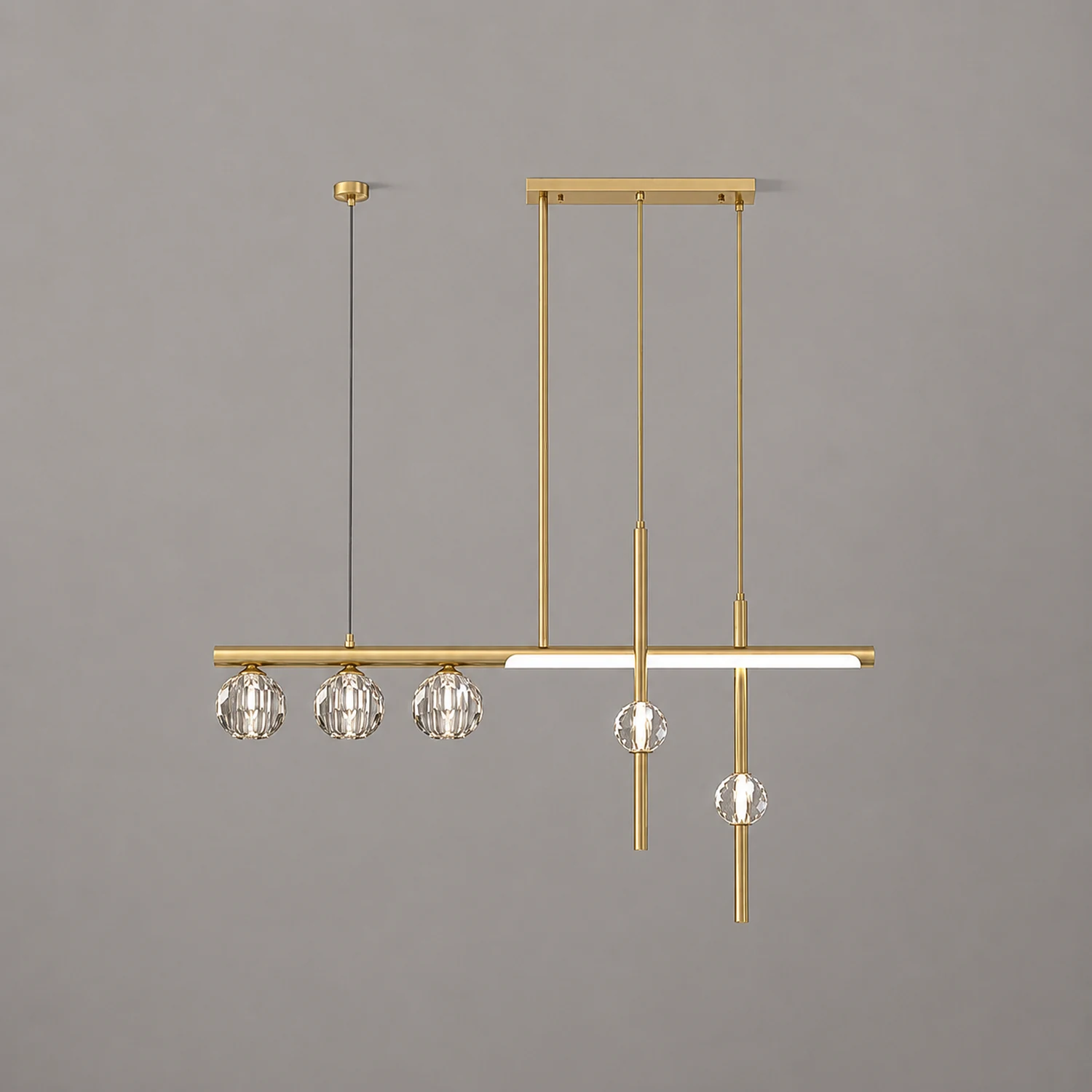 Kirsten Metal & Crystal Pendant Light, Gold - Lumpaz