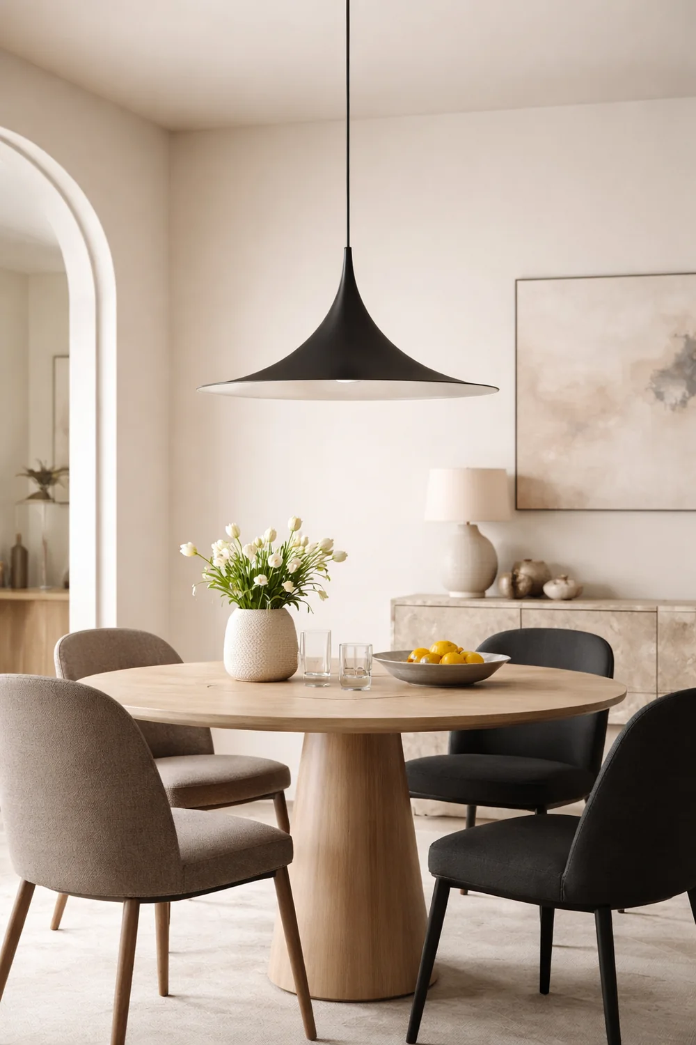 Cairns Mordern Pendant Light, Metal Black/White Dinning Room - Lumpaz