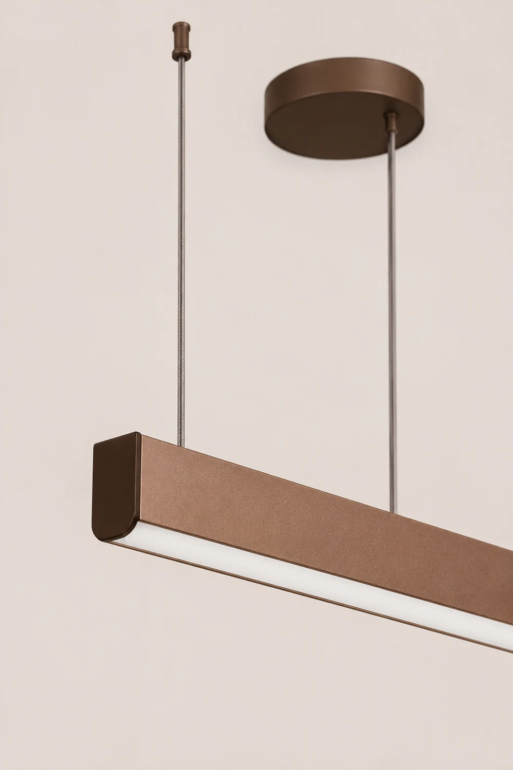 Edge Modern Minimalist Double-Linear Metal Pendant Light, Brown - Lumpaz