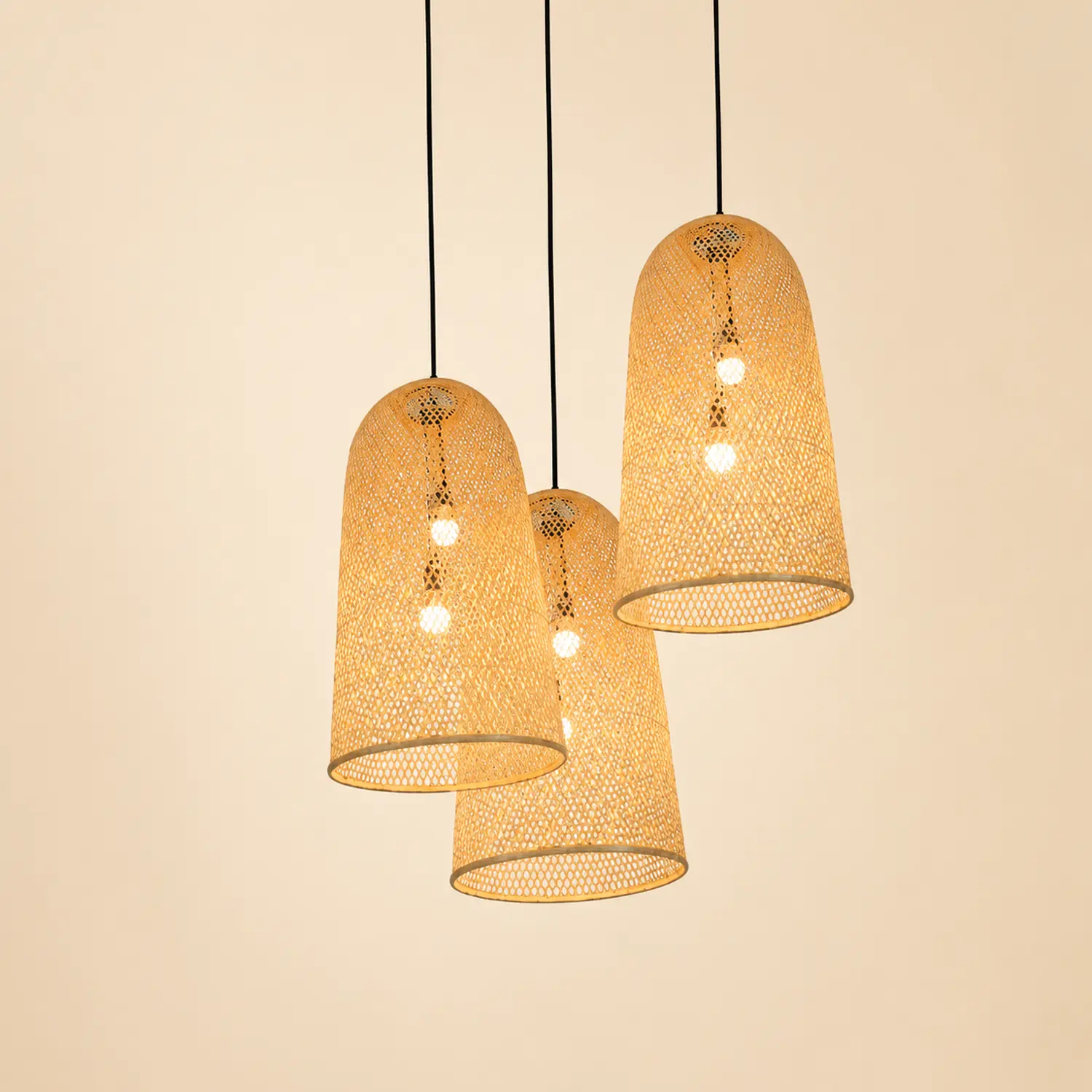 Ritta Natural Handmade Bamboo Led Pendant Light, Bedroom - Lumpaz