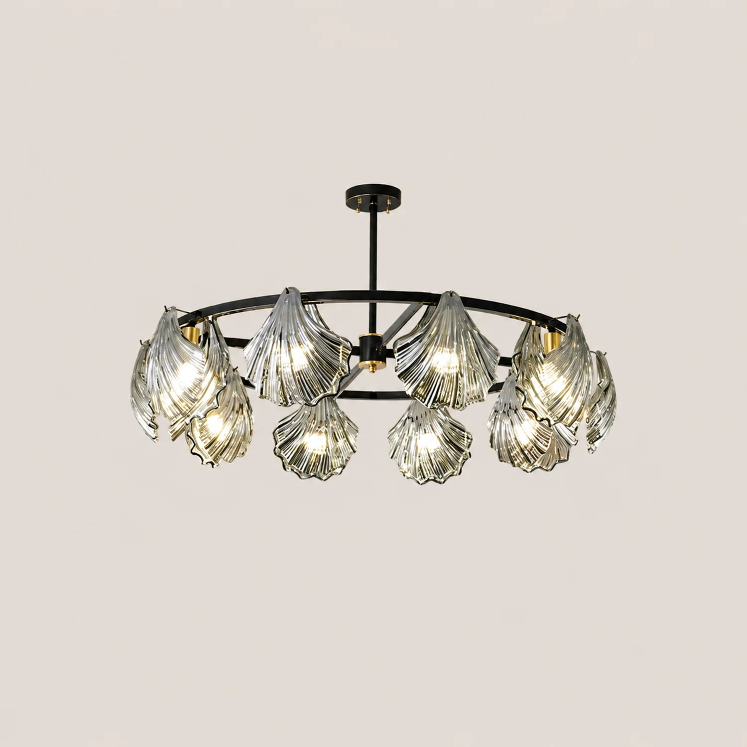 Kirsten Modern Annular Metal And Glass Pendant Light, Black/Gold - Lumpaz