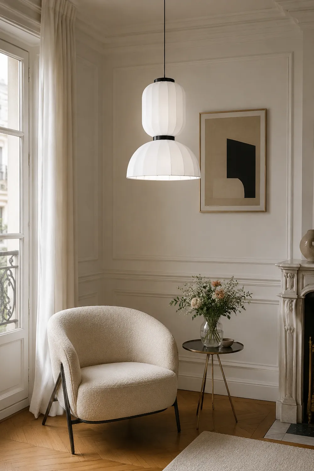 Renée Modern Artificial Silk Pendant Light, White, 3 Style - Lumpaz