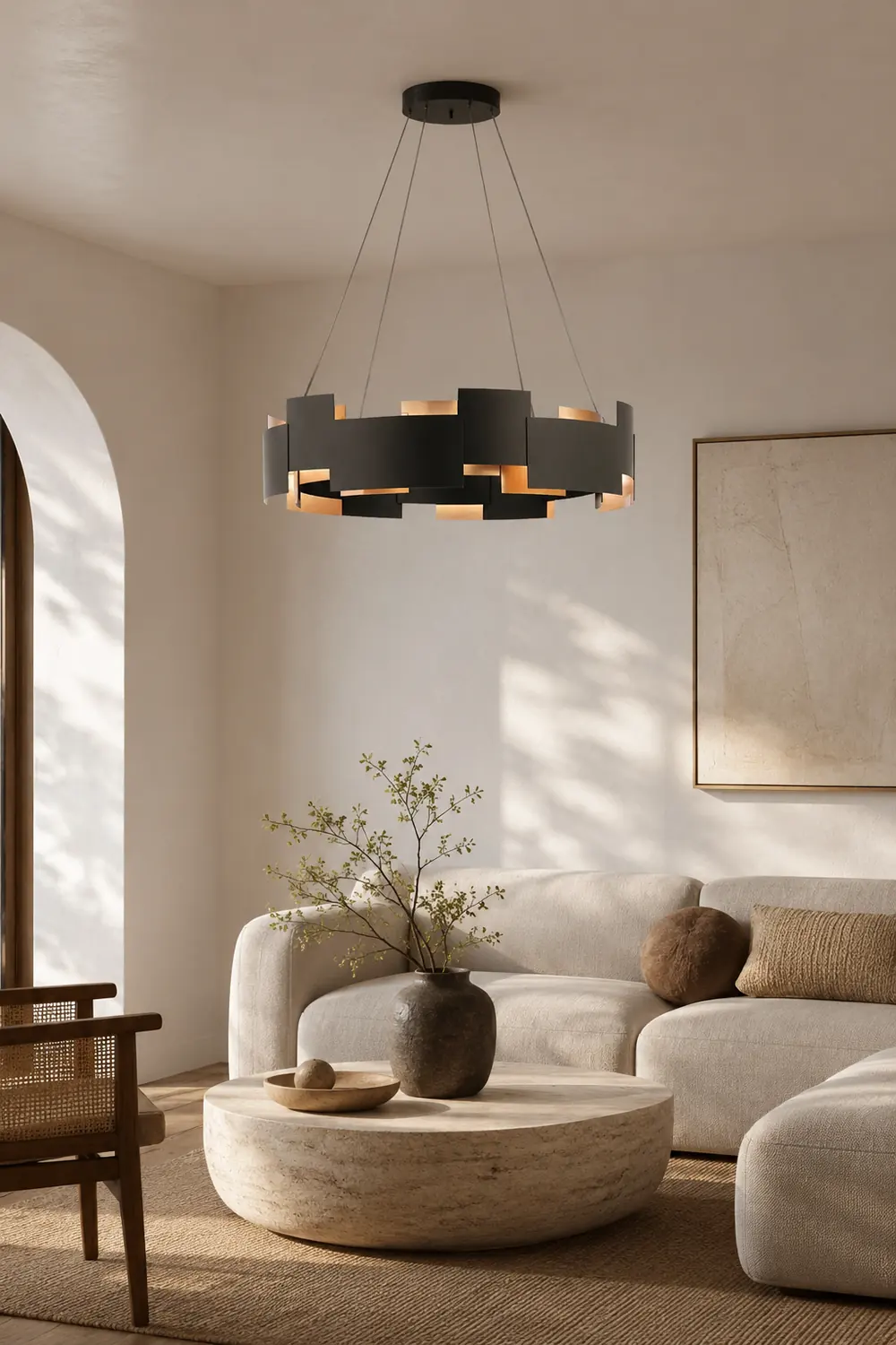 Evette Modern Ring Metal Pendant Lamp, Black - Lumpaz