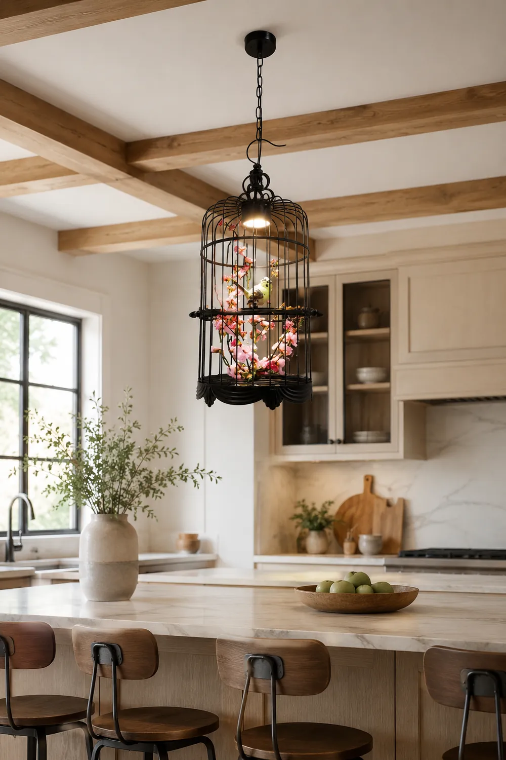 Cooley Art Deco Birdcage Metal Pendant Light, Black - Lumpaz