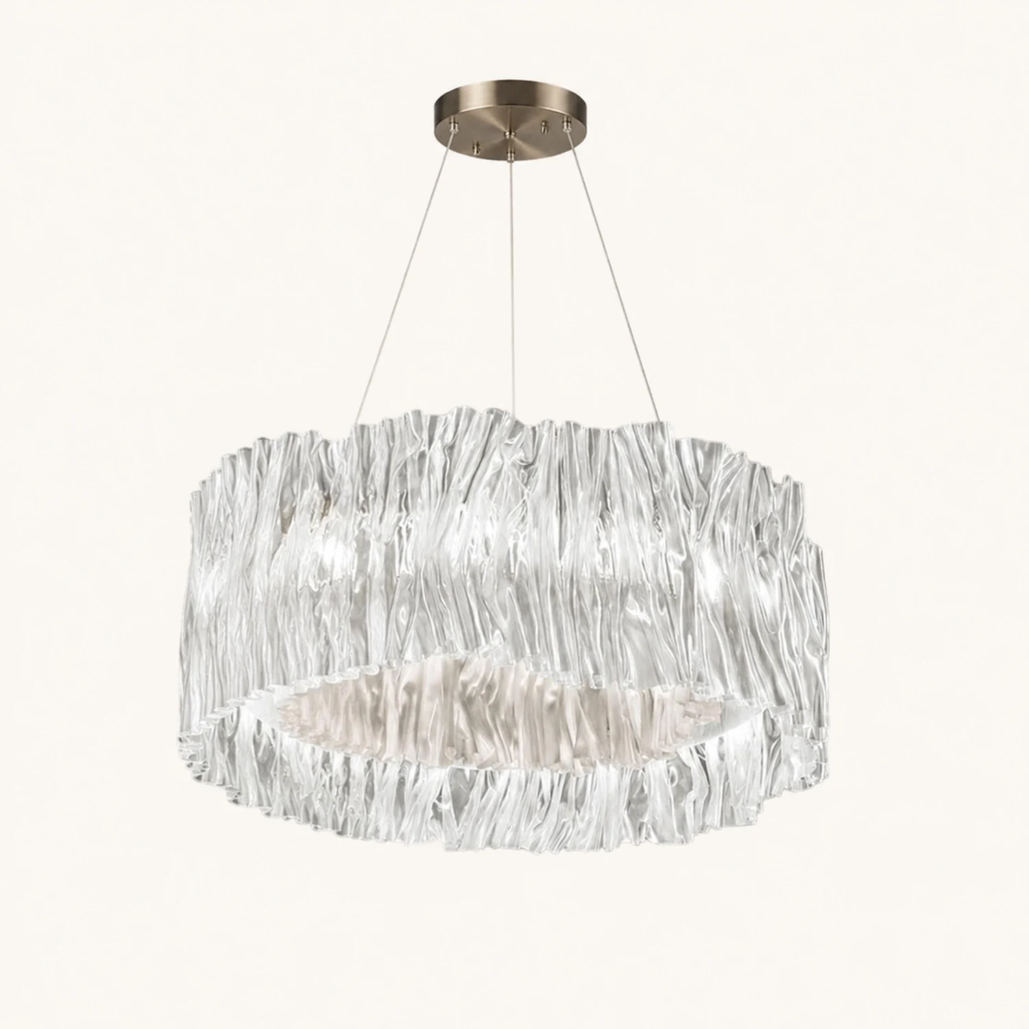 Kristy Modern Luxury Pleated Pendant Light, Circle, Acrylic/Stainless Steel - Lumpaz