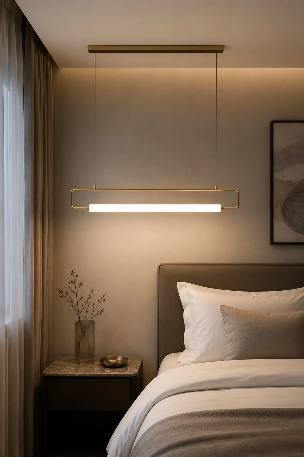 Edge Modern Minimalist rectangular Metal/Acrylic Pendant Light, Gold/Black - Lumpaz