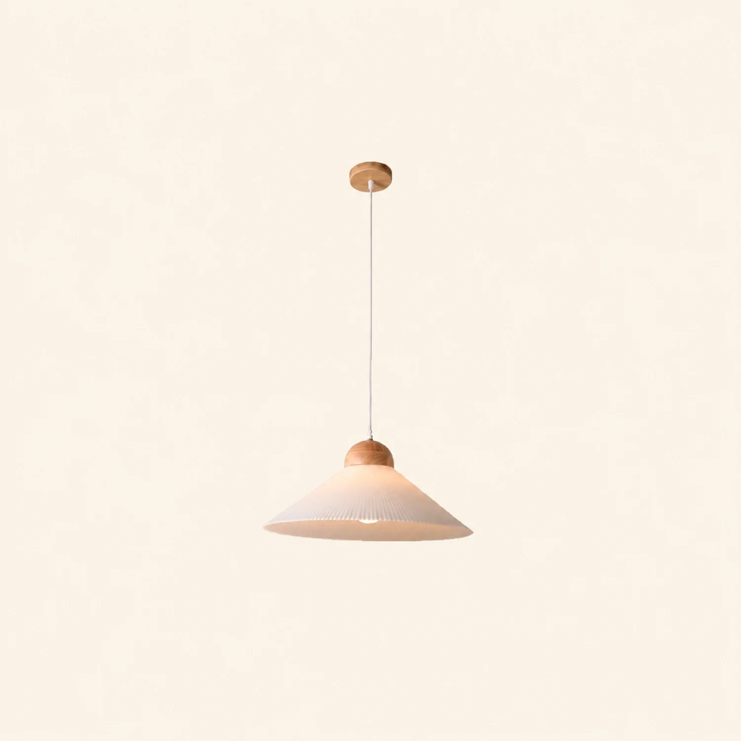 Ozawa Designer Pleated Brown Wood/Glass Pendant Light - Lumpaz