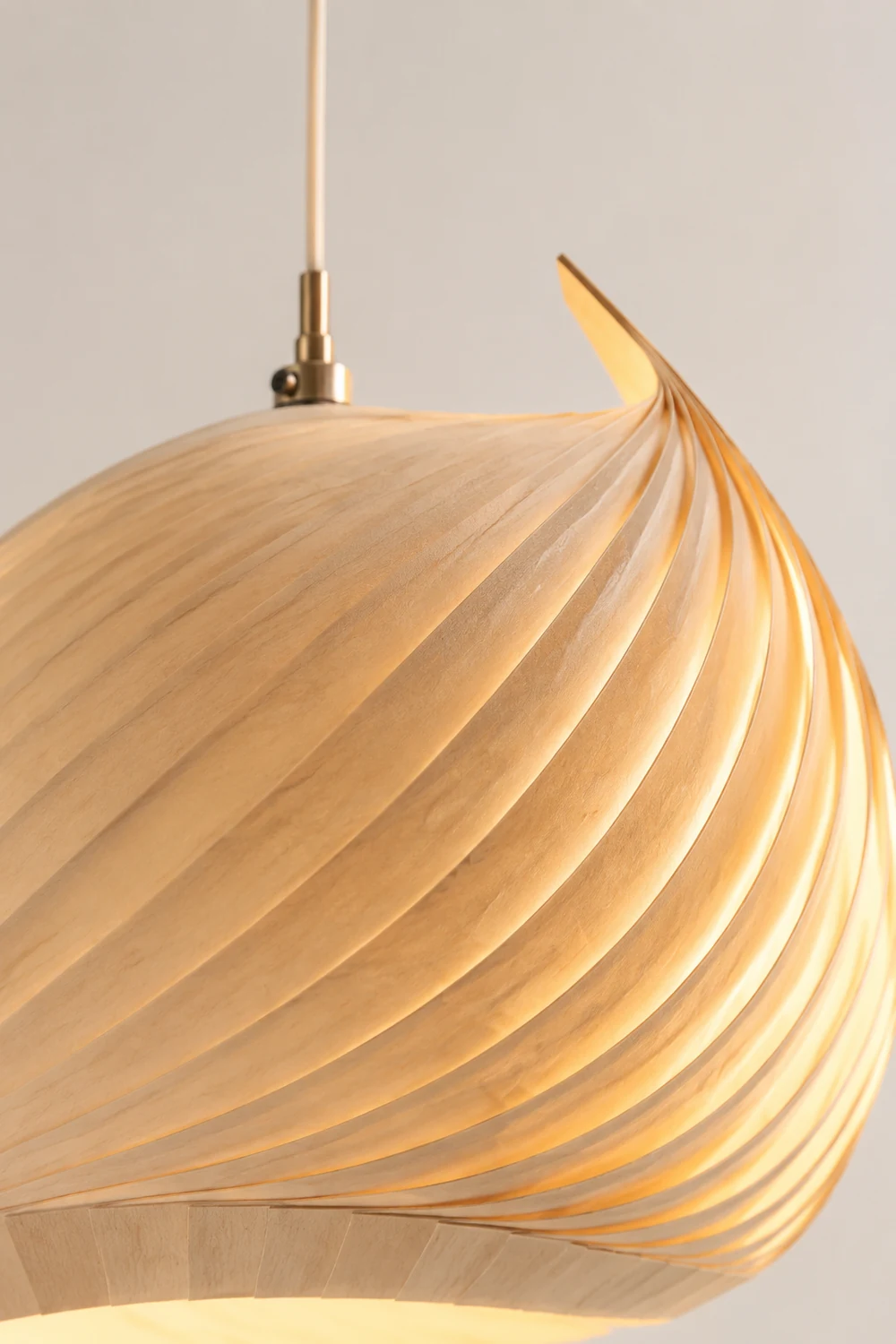 Renée Modern Conch Shell  Metal/Wood Pendant Light, Wooden - Lumpaz