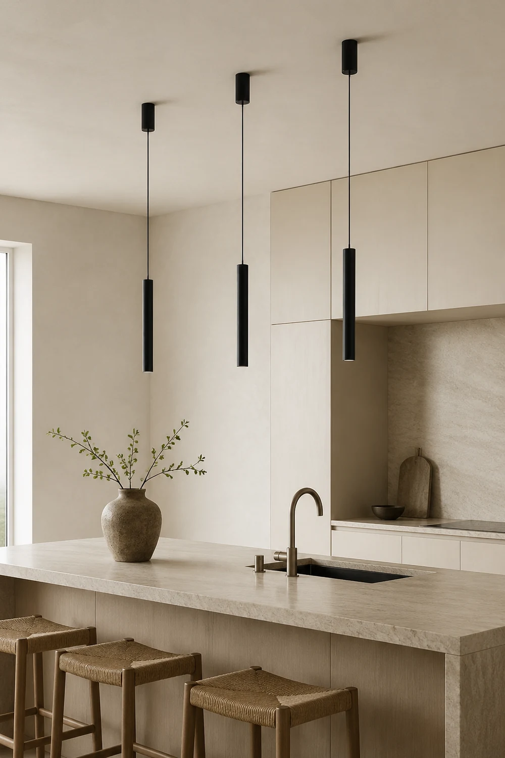 Edge Minimalist Cylinder Black Pendant Light, 9"/11" - Lumpaz
