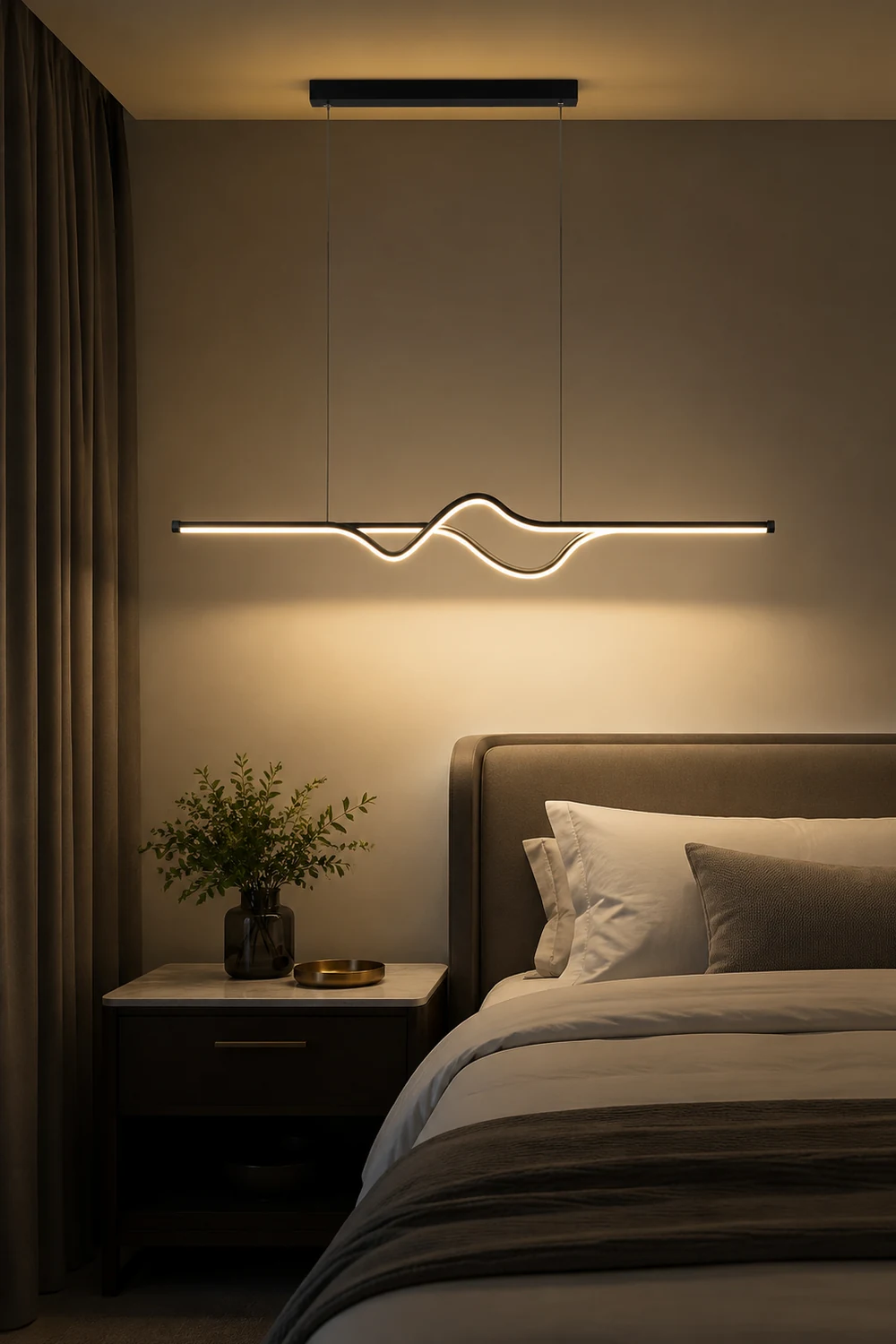 Modern Linear Metal Pendant Light, Black/White/Gray - Lumpaz