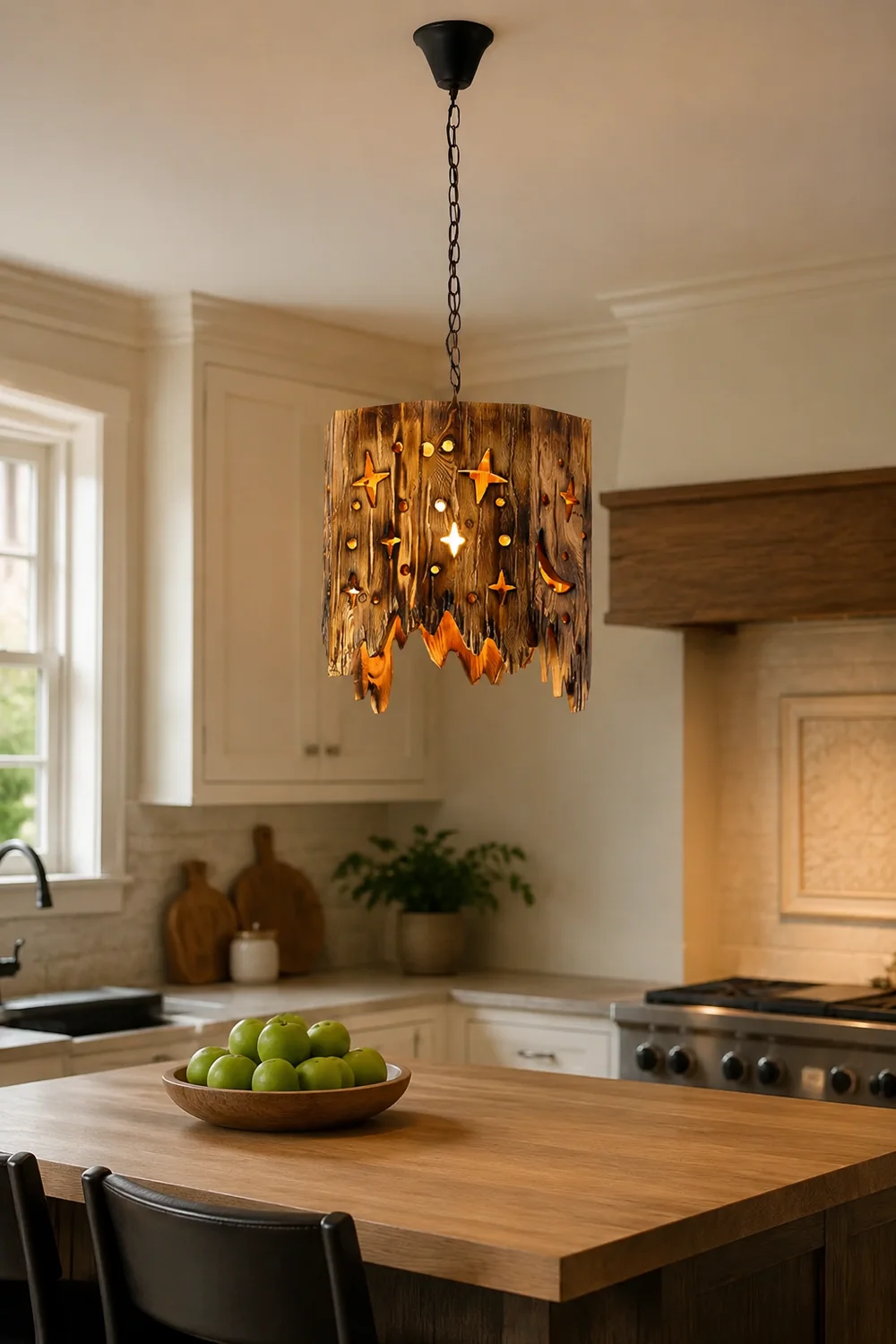 Austin Retro Starry Metal & Wood Pendant Light - Lumpaz