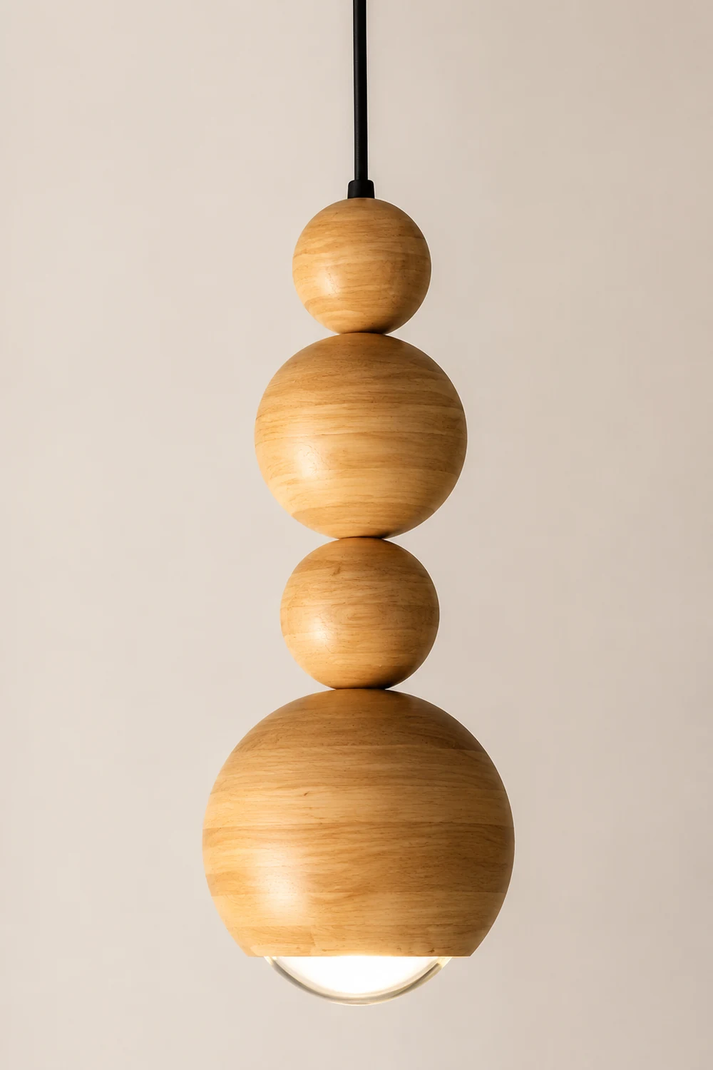 Muto Vintage LED Pendant Globe Light White Metal Wood Bedroom - Lumpaz