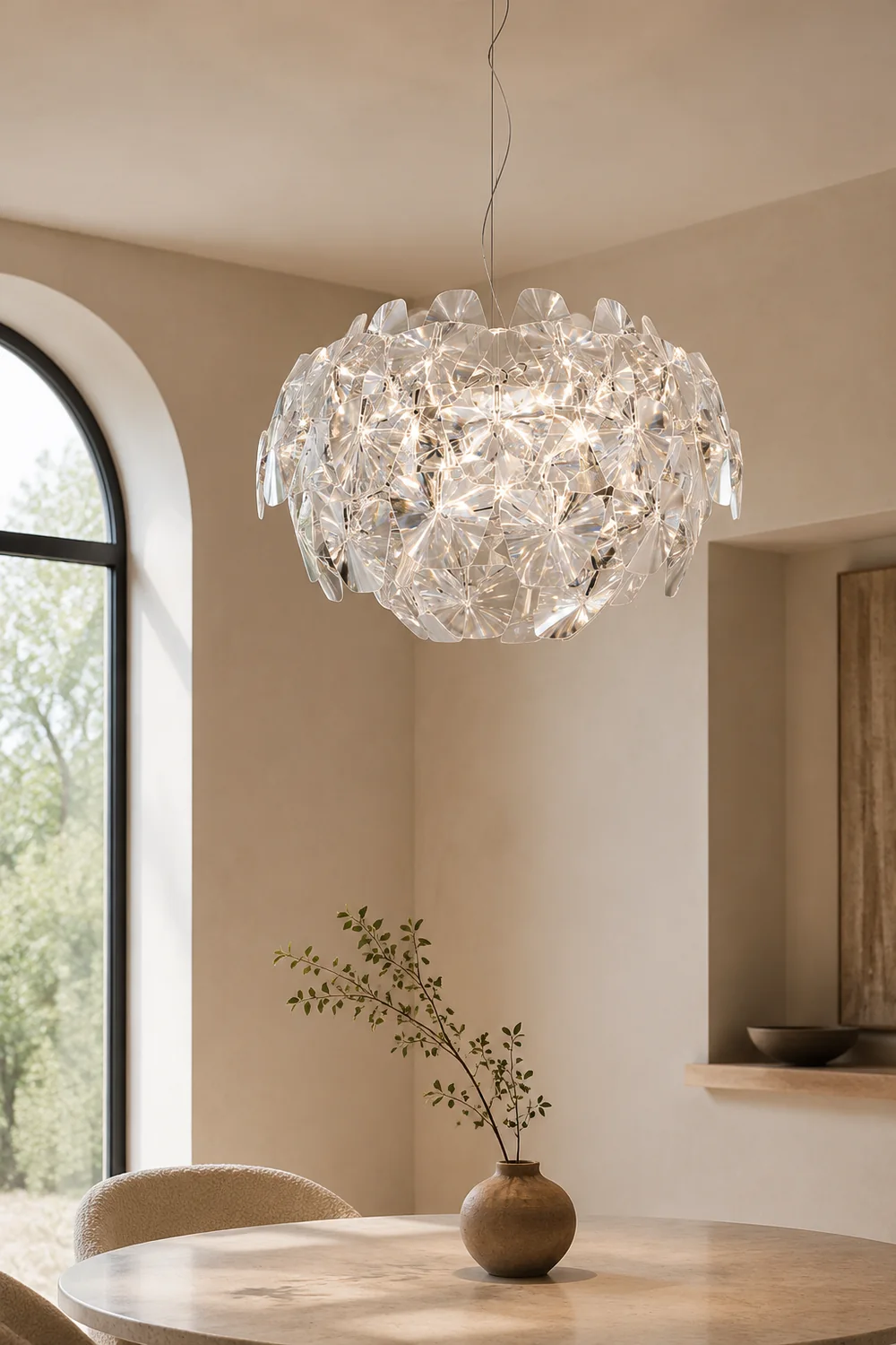 Bella Unique Diamond Flower Metal Pendant Light, Living Room - Lumpaz