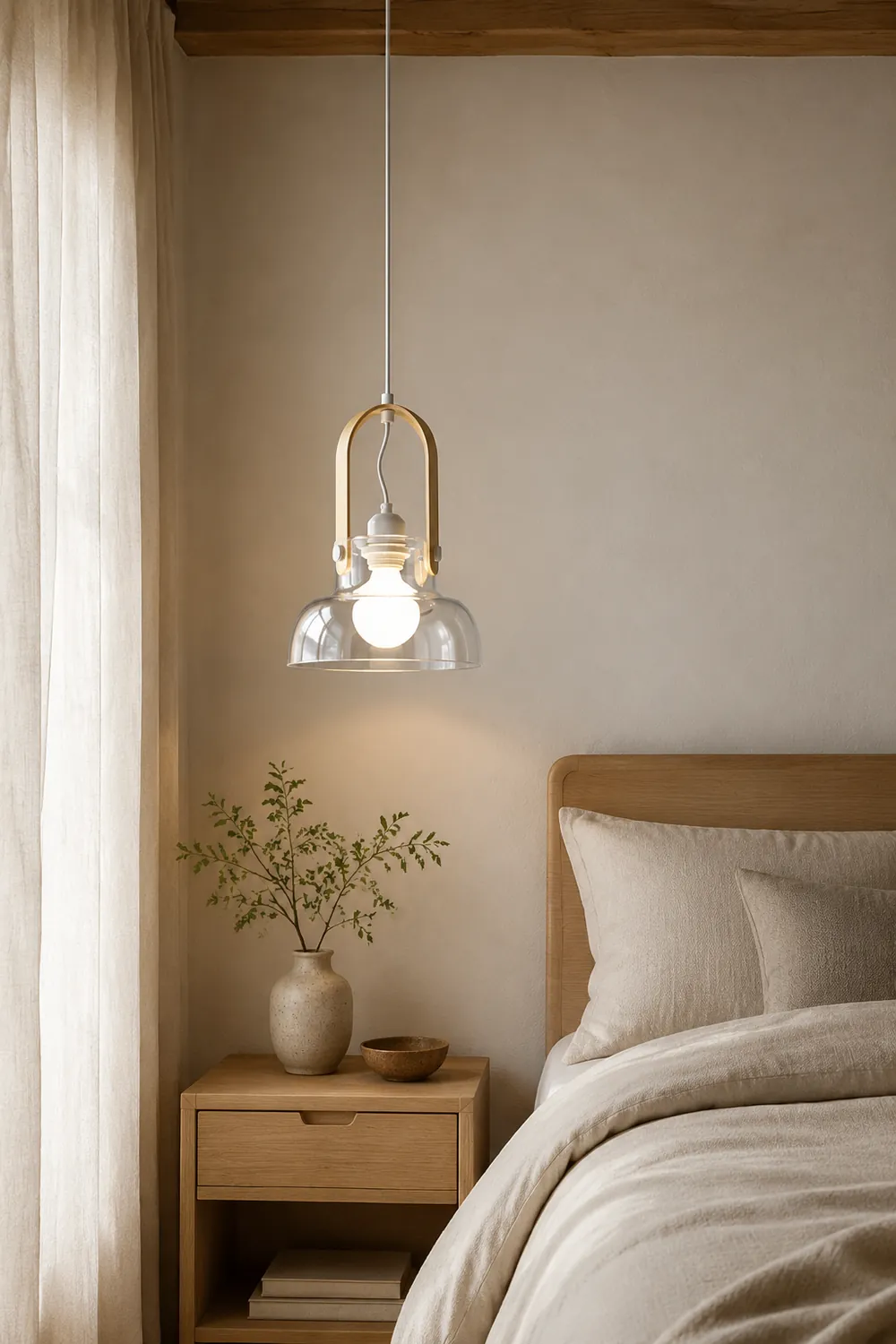 Hailie Minimalist Bowl Shaped Glass Pendant Light, Clear - Lumpaz