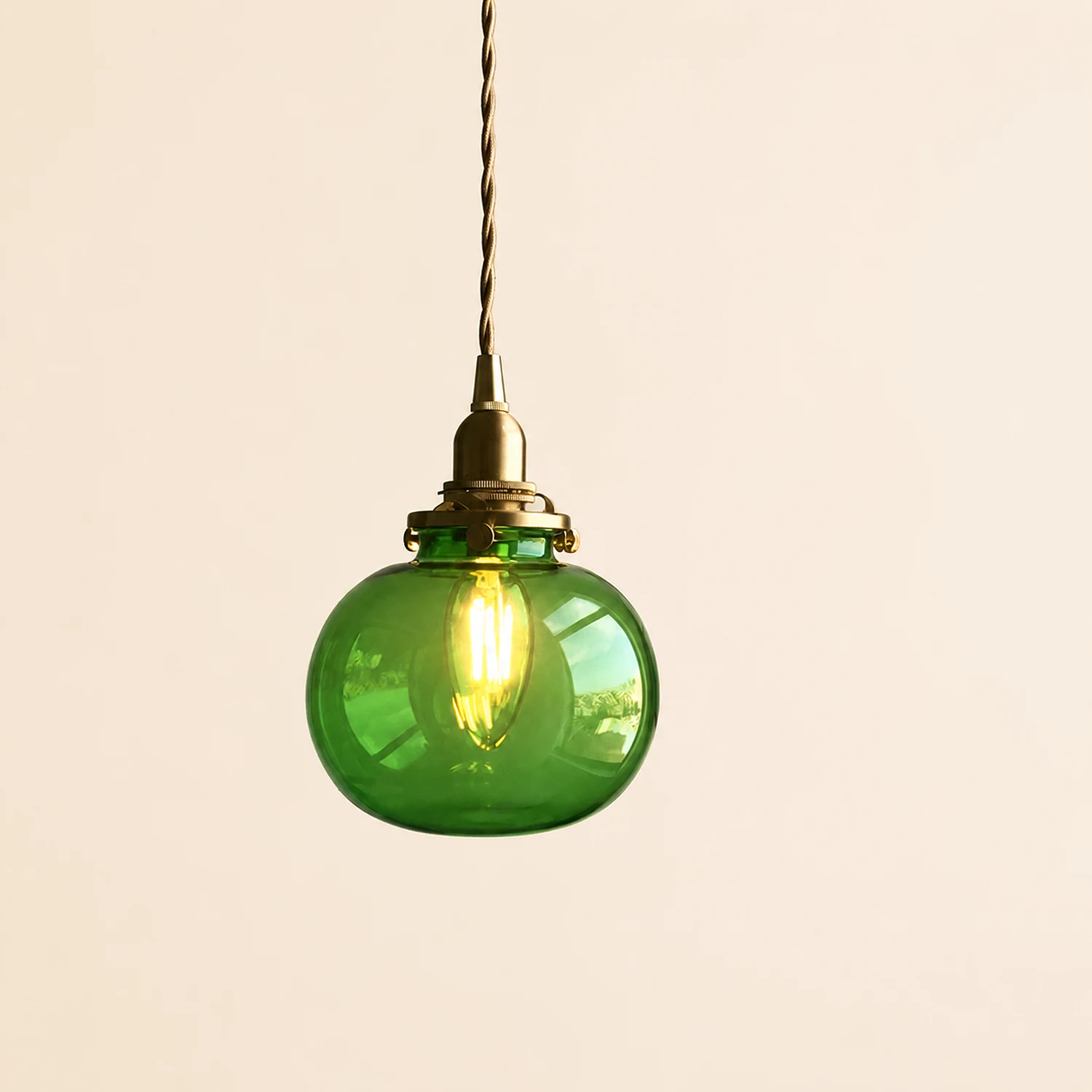 Hailie Retro Oval Glass/Metal Pendant Light, Green/Clear/Blackish Green - Lumpaz