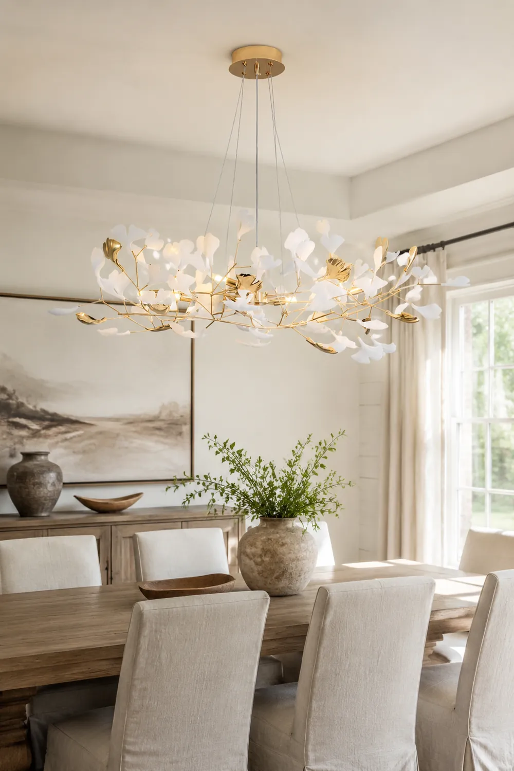 Ophelia Modern Petal Shaped Metal Ceramic Chandelier Dining Room - Lumpaz