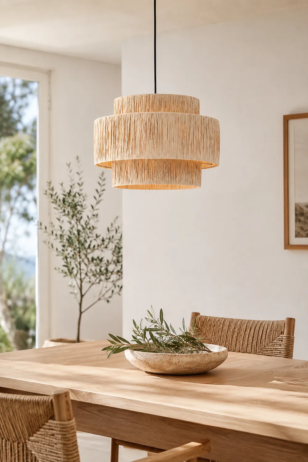 Muto Rustic Boho Rattan Pendant Light 3 Style Living Room - Lumpaz