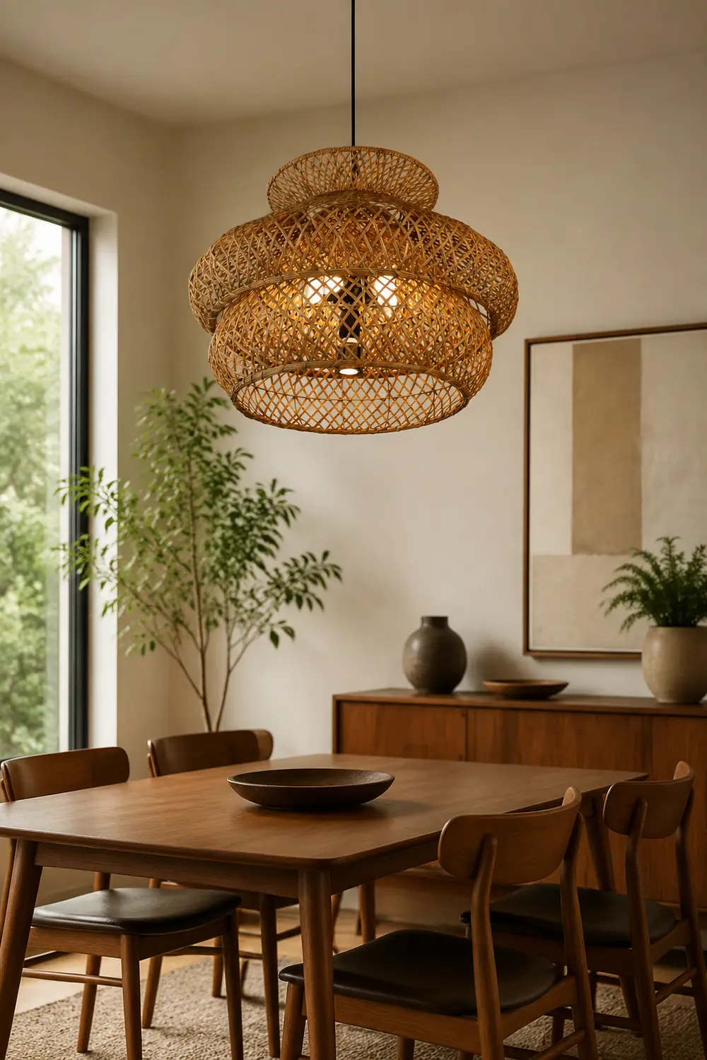 Ritta Unusual Natural Rattan Weave Pendant Light - Lumpaz
