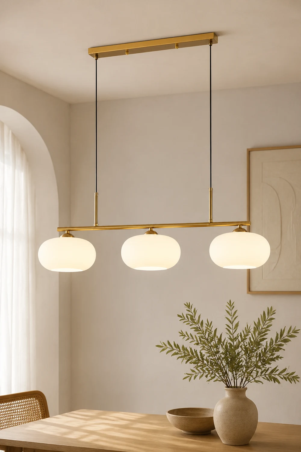 Hailie Cream Cluster Pendant Light, 3 Heads - Lumpaz