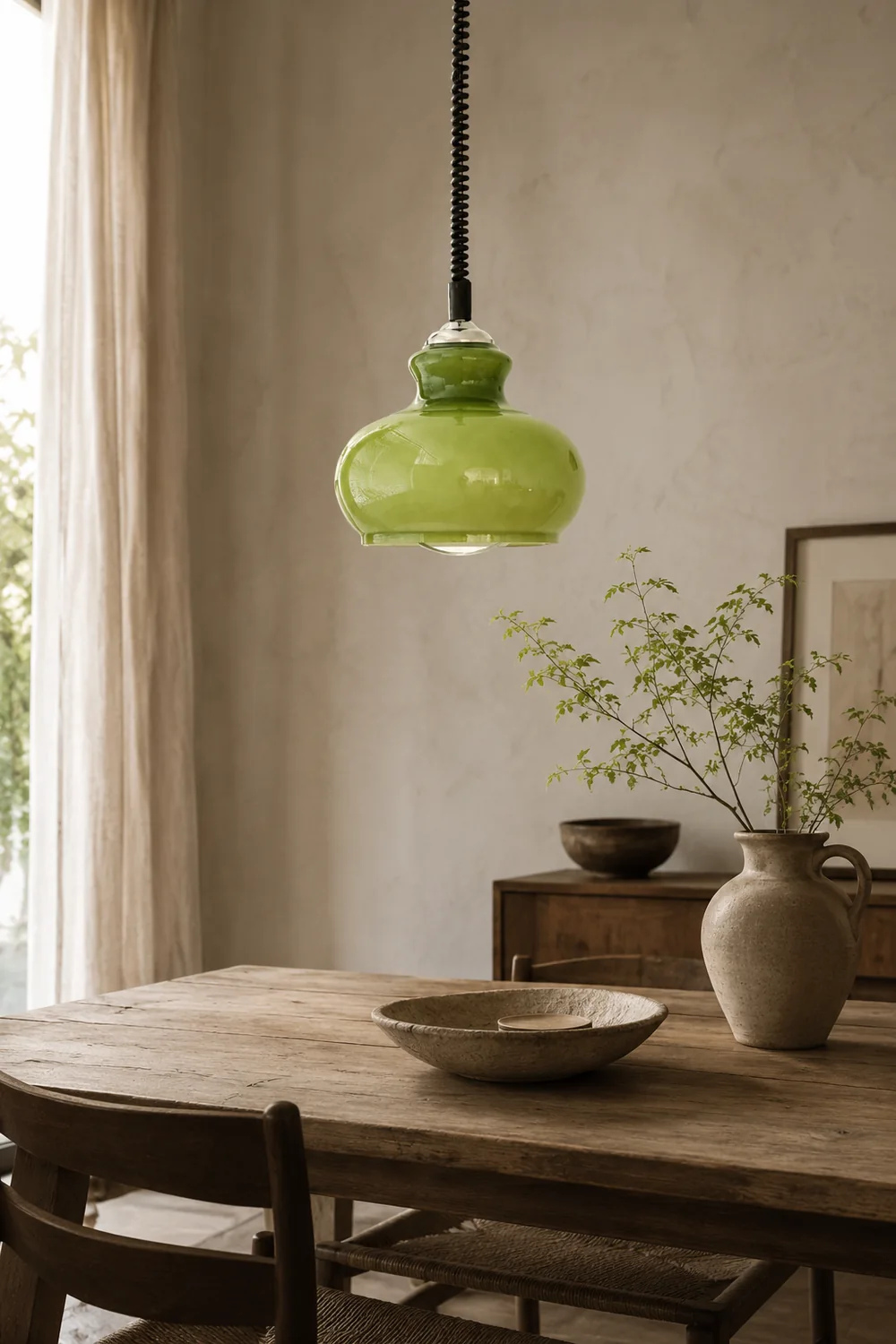 Hailie Retro Simple Adjustable Pendant Light Living Room Green White Brown - Lumpaz