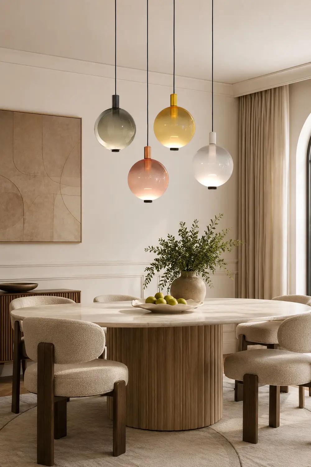 Valentina Elegant Led Pendant Light,  Multicolor, Metal/Glass, Living Room - Lumpaz