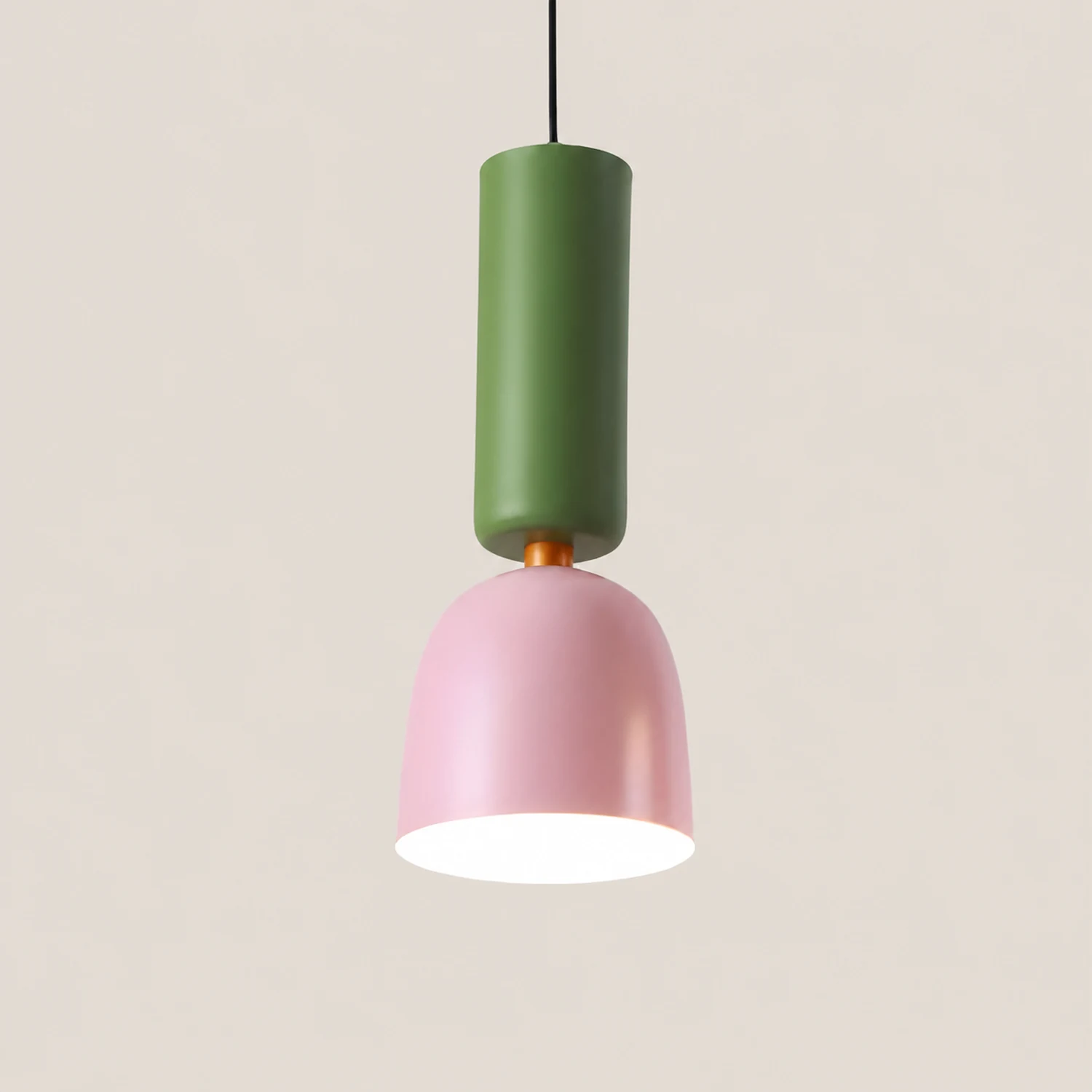 Morandi Modern Dome Art Deco Pendant Light, Black/Yellow/Pink/Gray - Lumpaz