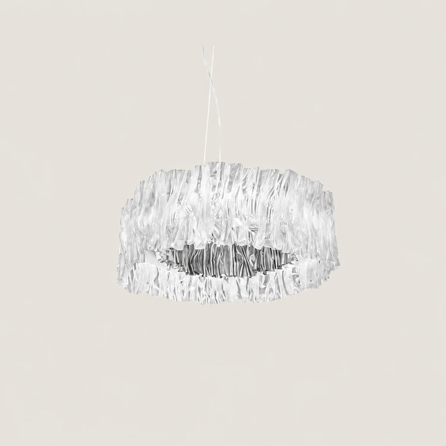 Kristy Modern Luxury Pleated Pendant Light, Circle, Acrylic/Stainless Steel - Lumpaz