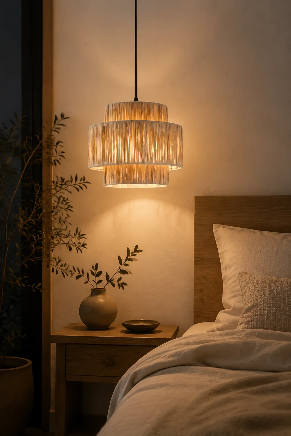 Muto Rustic Boho Rattan Pendant Light 3 Style Living Room - Lumpaz