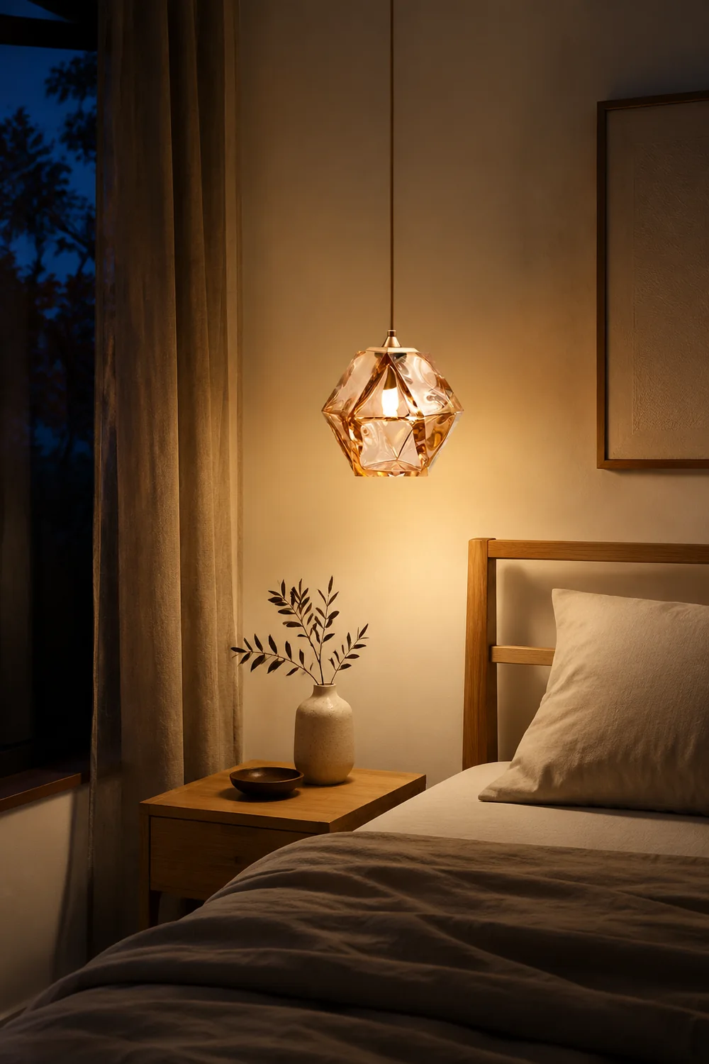 Hailie Modern Glass Multi Polygonal Pendant Light, White/Smoke Gray/Rose Gold - Lumpaz