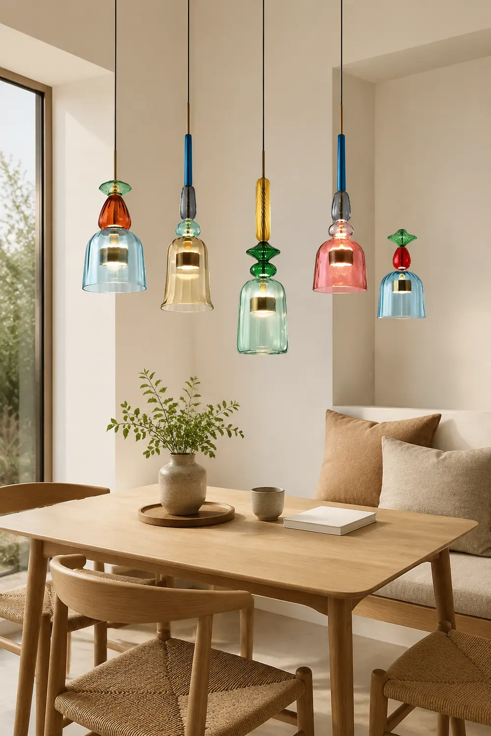 Hailie Modern Cup Glass Pendant Light, Colorful Bedroom, Living Room - Lumpaz