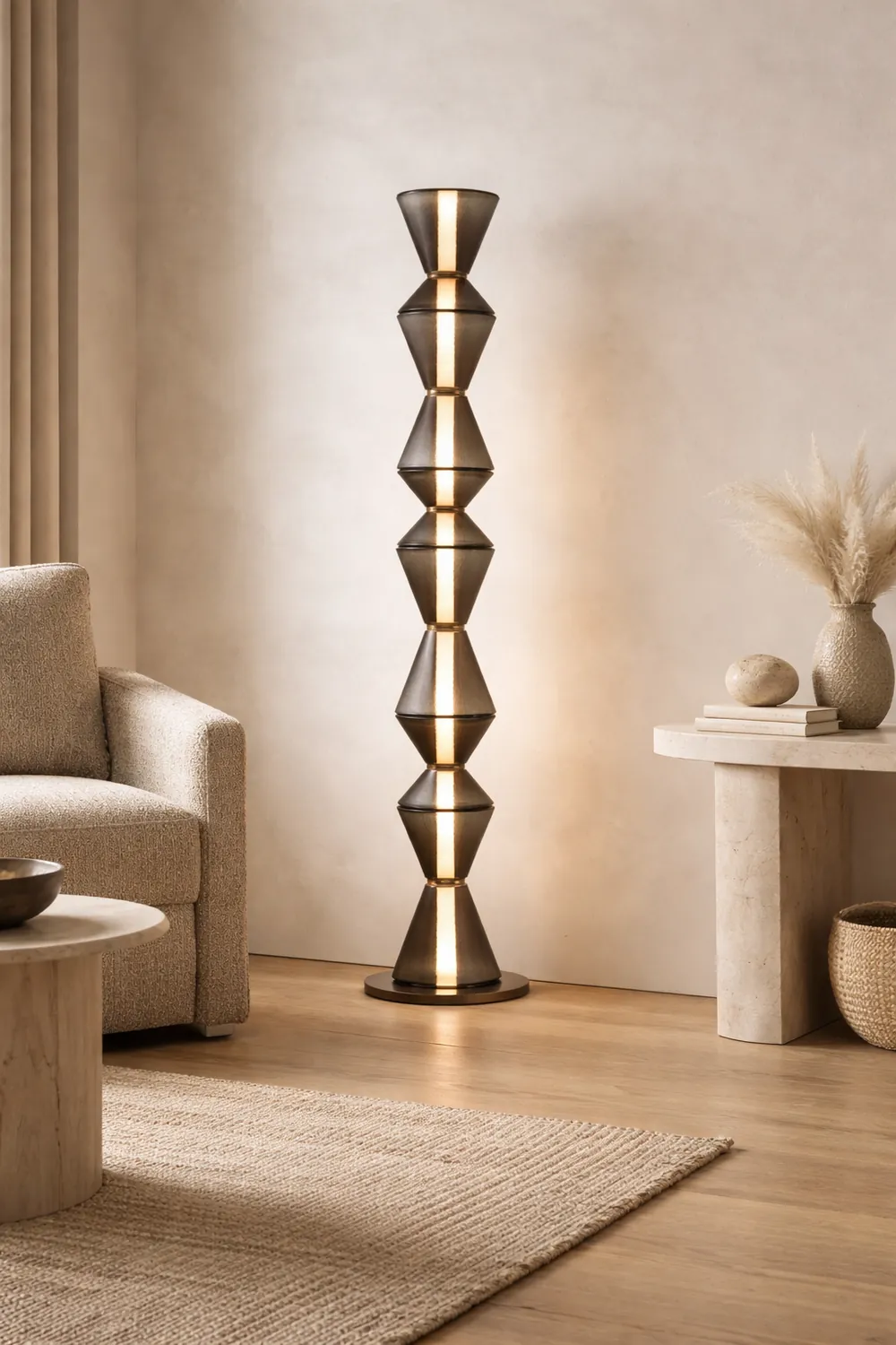 Evette Nordic Modern Black LED Pendant & Floor&Table Lamp, Glass - Lumpaz