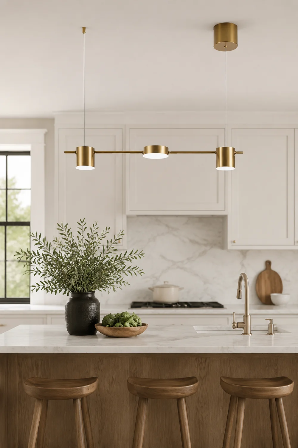 Leigh Metal Simple Linear Pendant Light, Black/Gold, 3/5Heads - Lumpaz
