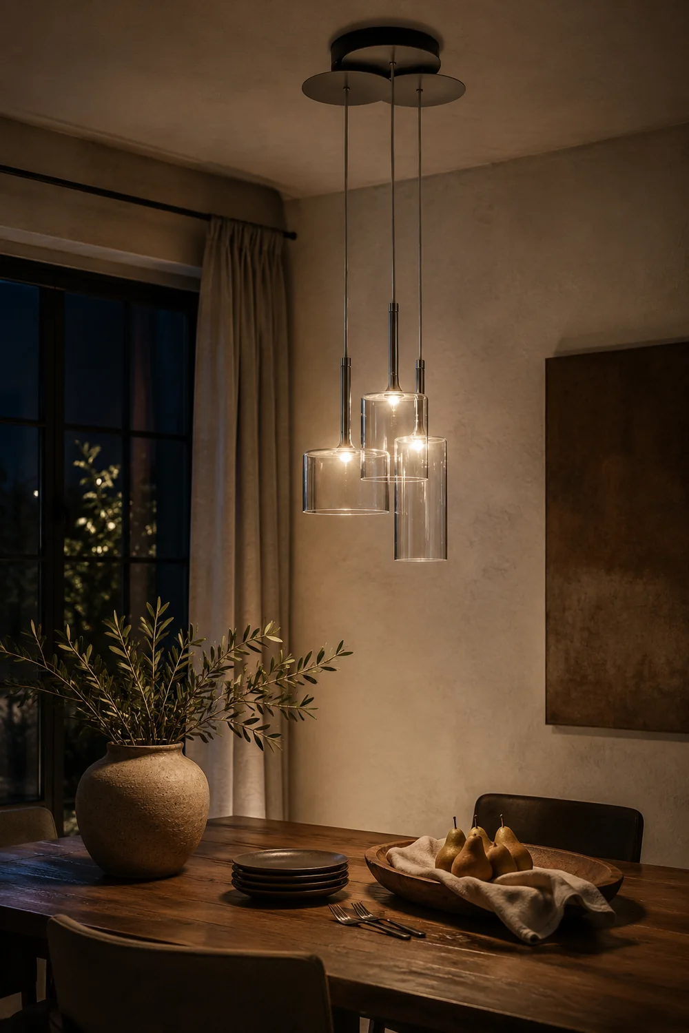 Kristy Modern Geometric Cluster Glass Pendant Light, Clear - Lumpaz