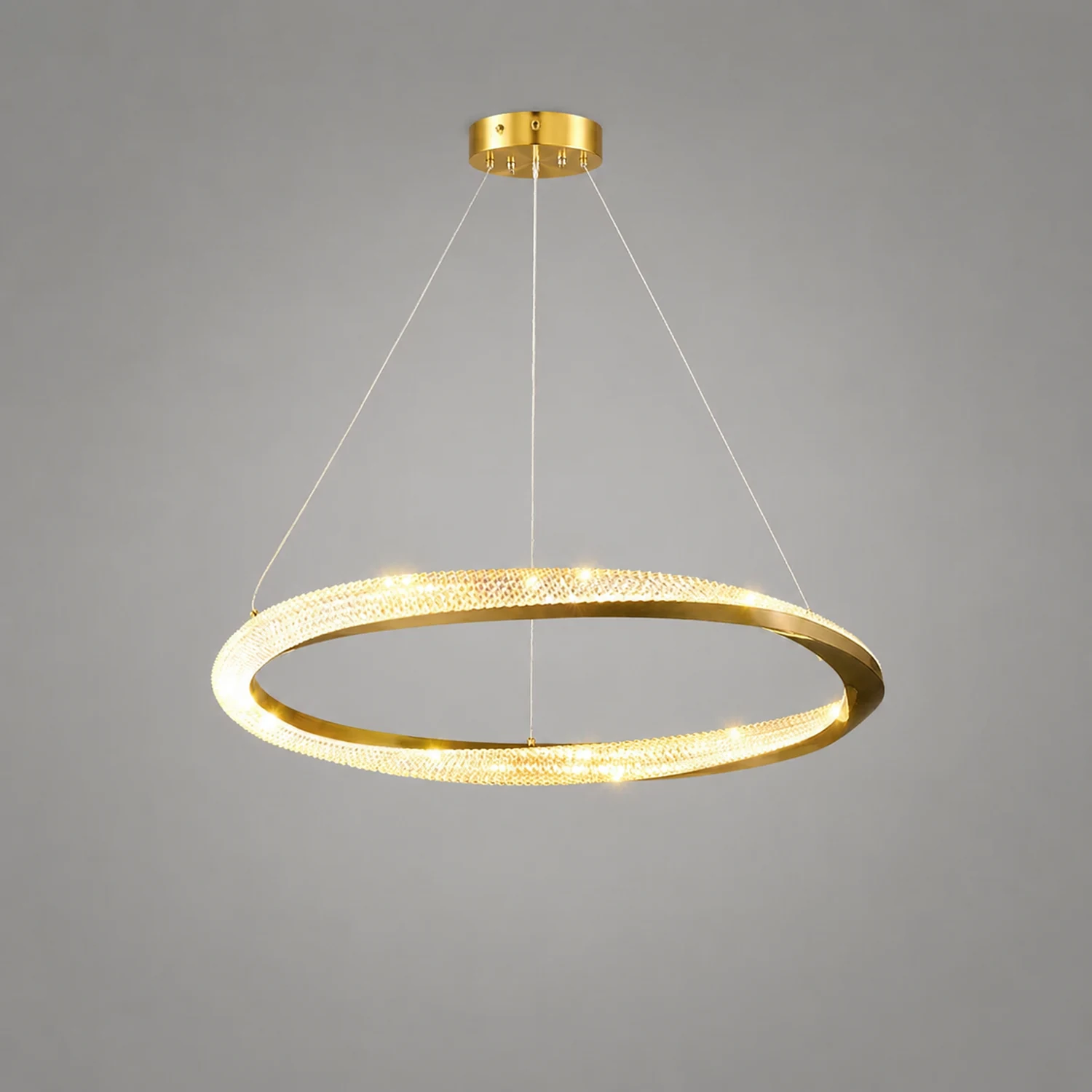 Arisha Minimalist  Ring Spiral Shape Metal Pendant Light,Gold - Lumpaz
