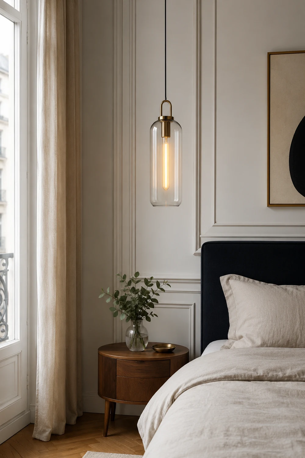 Hailie Clear& Glass Cylinder Pendant Light, 2 Color - Lumpaz
