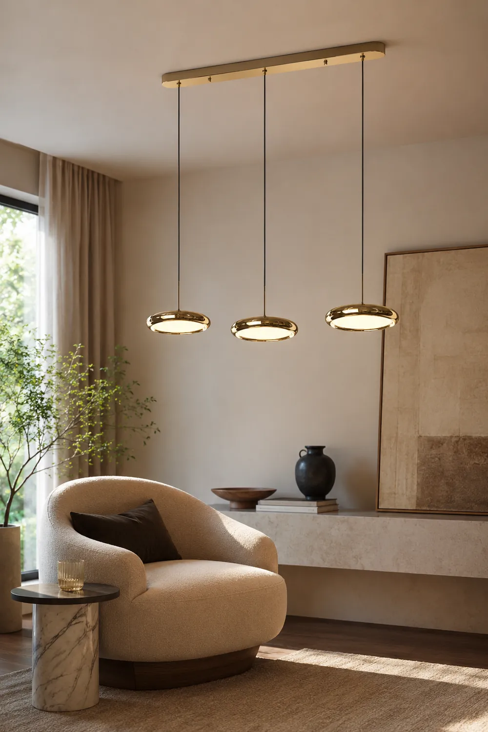 Welsh Minimalist Circular Metal Pendant Light,Silver/Gold/Rose Gold - Lumpaz