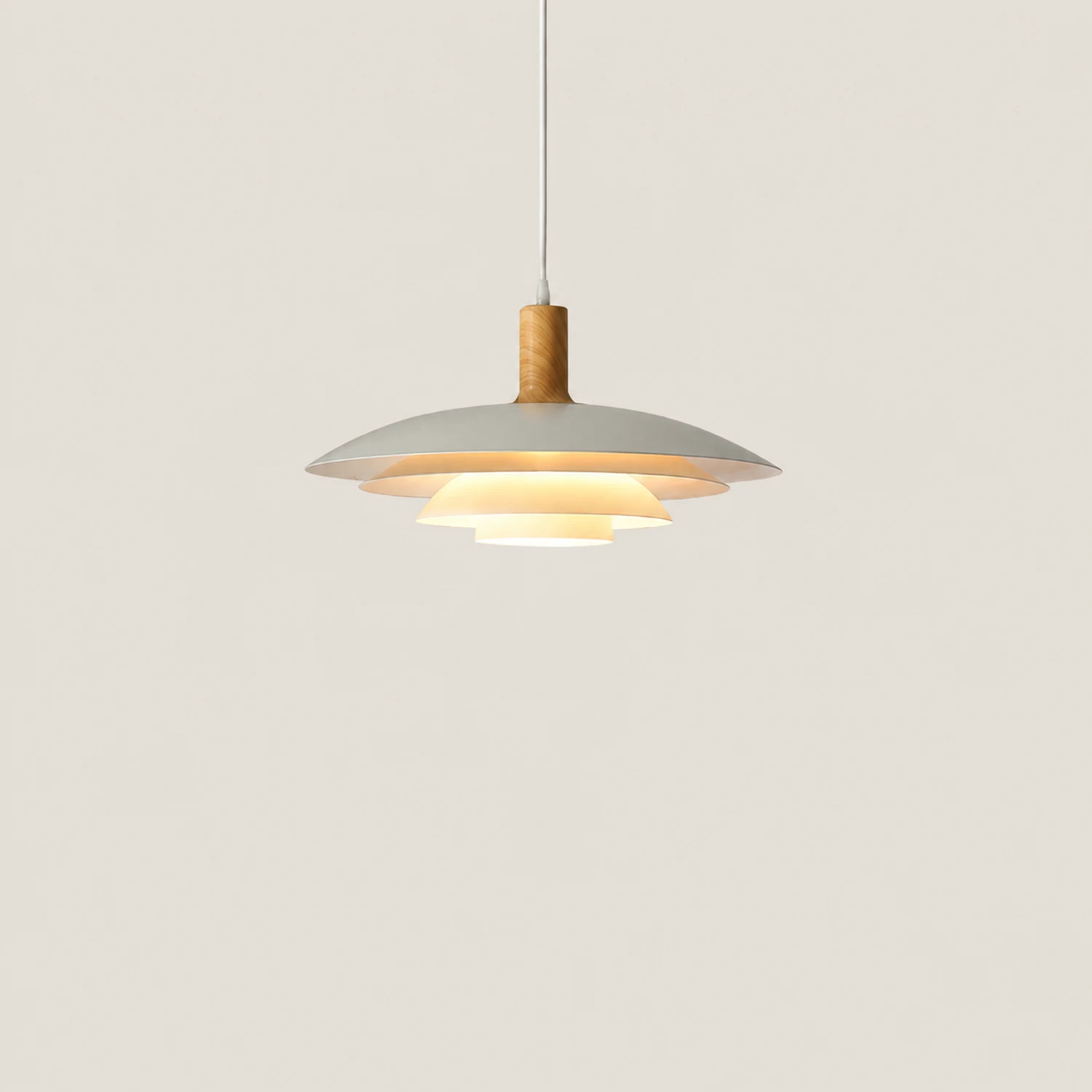 Morandi Modern LED Pendant Light White/Wood Metal Bedroom/Living Room - Lumpaz