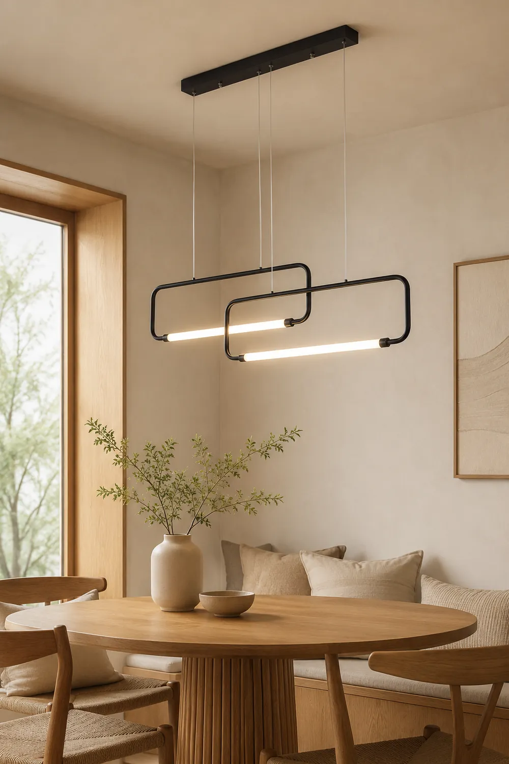 Bouvet Modern Minimalist Double-Rectangular Metal/Acrylic Pendant Light, Black/Gold - Lumpaz