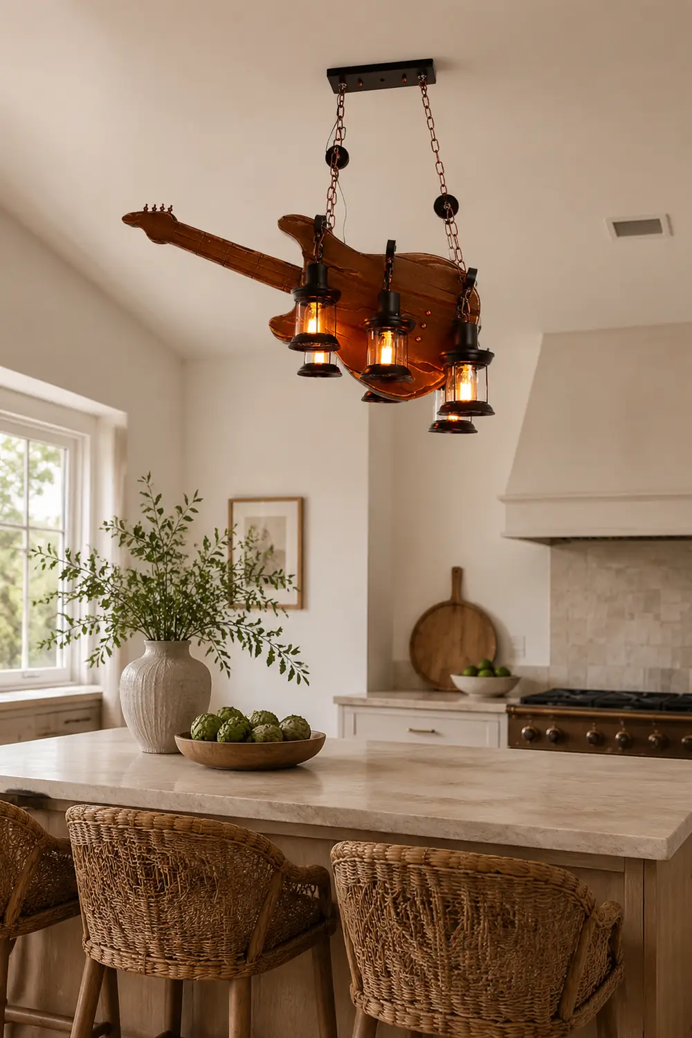 Austin Farmhouse Guitar Pendant Light, Metal/Wood, Walnut - Lumpaz
