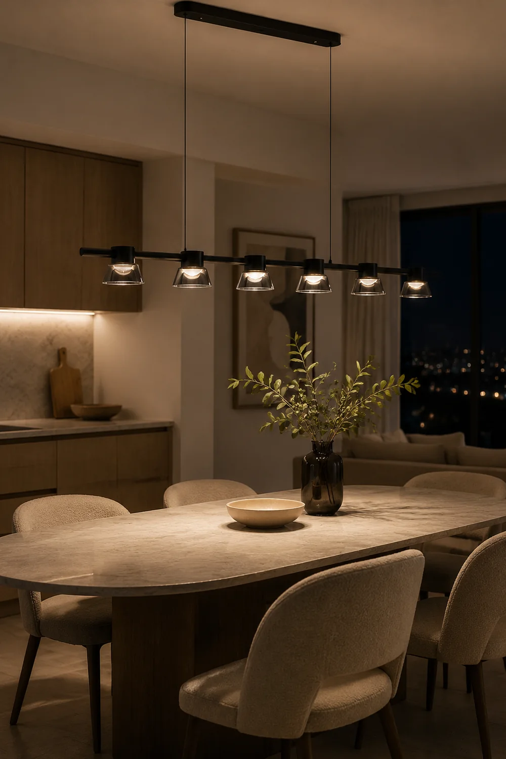 Evette Modern Linear Metal Pendant Light,Black - Lumpaz