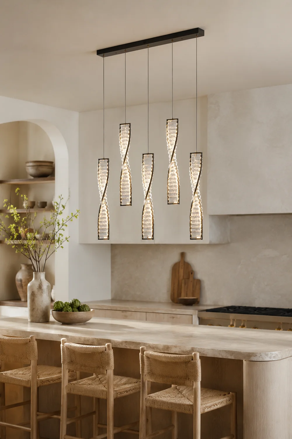 Marilyn Modern Spiral Strip Metal Pendant Light, Black/Gold - Lumpaz