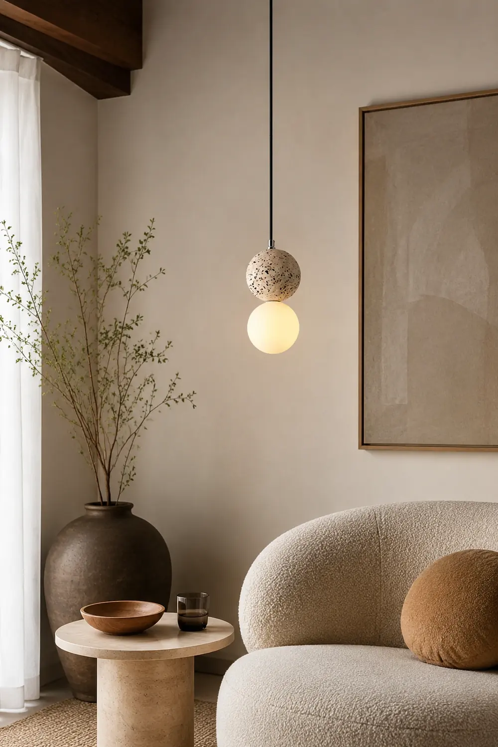 Valentina Single Globe Colorful Pendant Light, Dolomite, LED - Lumpaz