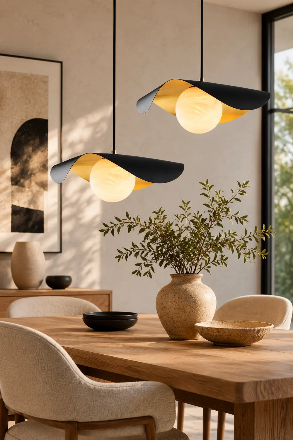 Eveline Modern Nordic Minimalist Metal/Marble Pendant Light, Black - Lumpaz