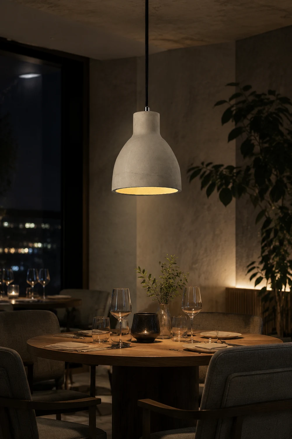 Byers Modern Dome Cement Pendant Light Gray Living Room - Lumpaz